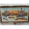 Image 7 : Large Oil on Canvas Winter Scene 32" X 55"