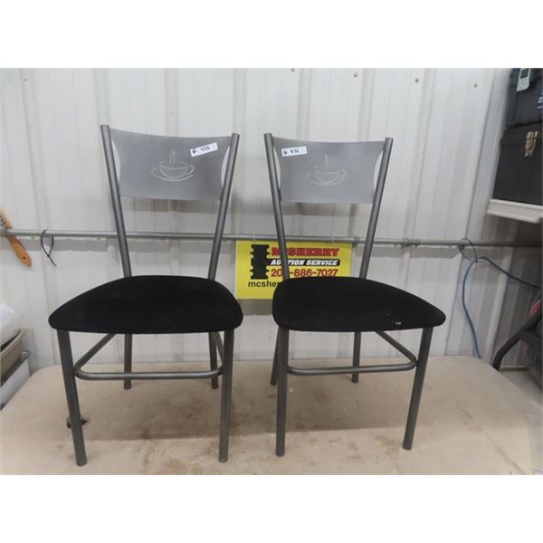 2 Kitchen/Bistro Chairs with Coffee Cup Design on Back Rest