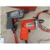 Image 2 : 2 Old 3/8" Power Drills, 8" Wire Wheel, Lectro Paint Peeler, Wooden Box with Pressure Gauge