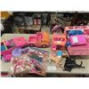 Image 1 : Lot of Barbie Stuff; Car, Camper Trailer, 2 Horses 2 Bags of Barbie Dolls