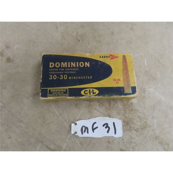 Dominion 30-30 Win Ammo - 20 Rounds MUST PROVIDE PROOF OF PAL PRIOR TO PURCHASE - WE DO NOT SHIP AMM