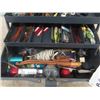 Image 2 : Fishing Tackle Box with Hooks, Lures, Reel, Knives plus more