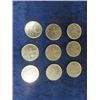 Image 2 : (9) 1973 Canadian 25 Cent Quarters with RCMP Mounted Horse
