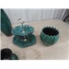 Image 2 : 10pcs Blue Mountain Pottery; 2 Tier Dish, Several Vases, Planter