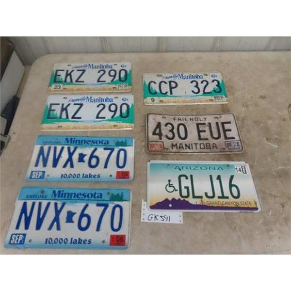 7 License Plates; 3 Manitoba, 2 Minnesota, 1 Arizona