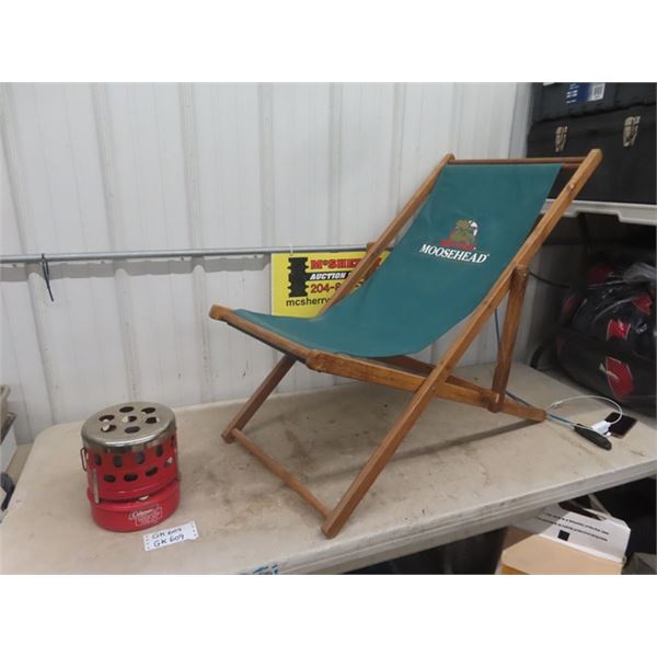 Moosehead Lounging Chair & Coleman 3000 BTU Portable Heater