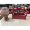 Image 1 : Small Garden Chimenea 15" Tall, Red Bench to Hold Pots