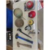 Image 1 : Small Sledge Hammer, Hatchet, Wire Bushes, 2 Plumbing Floats