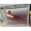 Image 2 : Framed Fighter Jet Picture 20" x 24" , Framed 1918 Moline Tractor Paper Advertising 13" x 16"