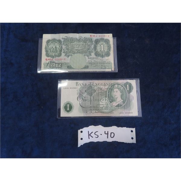 2 England 1 Pound Notes