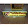 Image 1 : Top Valve Stamps Light Up Sign - Cracks in Plastic - Neon Products 10" X 38"