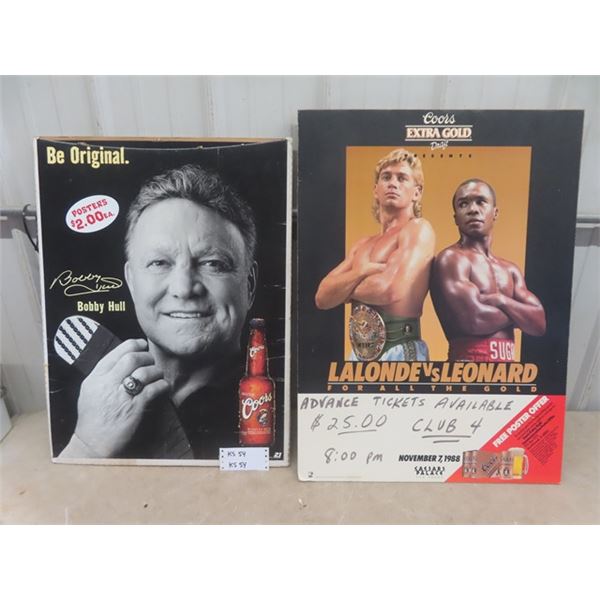 2 Posters ; Bobby Hull 21  x 27  & LaLonde vs Leonard 22  x 30 