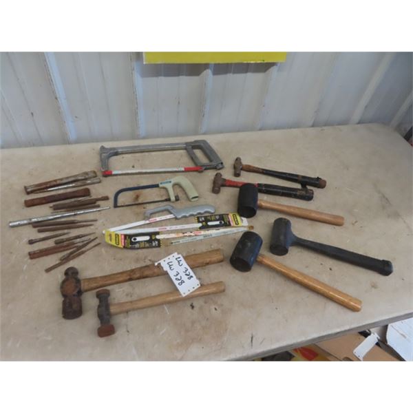 Wide Hacking Chisel Ball Pin Hammer, Rubber Mallet, Hack Saw, Punches + Chisels - McSherry ...