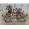 Image 2 : Siler Plate Coffee/Tea Server with Cream + Sugar , Tray, Silver Plate Cake/Pie Plate