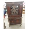 Image 2 : Vintage 9 pc Dining Room Suite ; China Cabinet 67" x 40" x 17" , Buffet 36" x 66" x 21" , Table 30" 