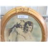 Image 2 : Oval Picture with Old Hand Colored Photo - Frame Looks Repainted 20" x 24"