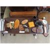 Image 1 : Miscellaneous Wooden Decorations; Barometer, Cocktail Shaker, Pipe Shaped Ashtray, Knight Head Jigge