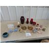 Image 1 : Ruby Glass Vase, Fine Bone Floral China, Wedgewood plus more
