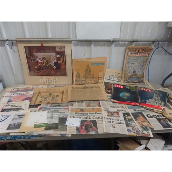 Lot of Old Newspapers, Country Gentleman, Life