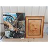 Image 1 : 2 Framed Art Items; Lion Head Reverse Glass 25" x 31" , Funky Trees 27" x 35"