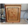Image 2 : 2 Framed Art Items; Lion Head Reverse Glass 25" x 31" , Funky Trees 27" x 35"