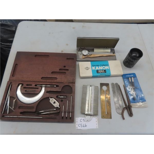 Kannon DCS-6 Micrometer, Incomplete Tomico Micrometer & Other Measuring Tools