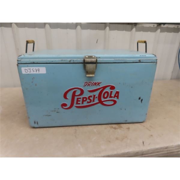 Pepsi Cola Metal Picnic Cooler- Embossed with Tray