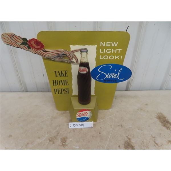 Pepsi Cola Cardboard Counter Display with Bottle