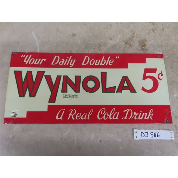 Wynola Cola Tin Tacker Sign, St. Thomas Metal Sign Made in Canada- Embossed 8"x 18"