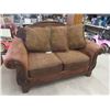 Image 1 : Loveseat with Carved Wood - Microsuede? 38" x 68"