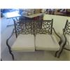 Image 2 : 3pc Metal Patio Set ; 1-2 Seater, 2 Chairs all with Cushion Bottoms
