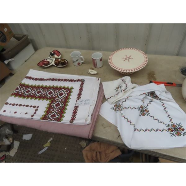 Ukrainian Ware, Candy Dish, Table Liner, Tray, Cups plus more