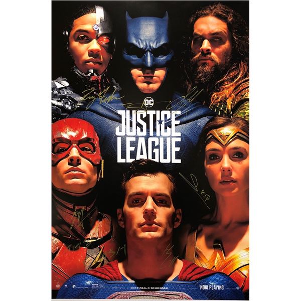 Signed Justice League Poster Ben Affleck Gal Gadot