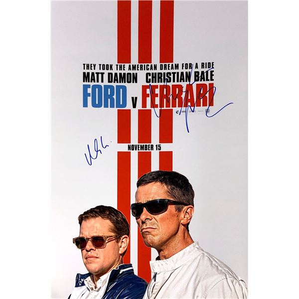 Christian Bale Matt Damon Autograph Signed Ford Ferrari Poster