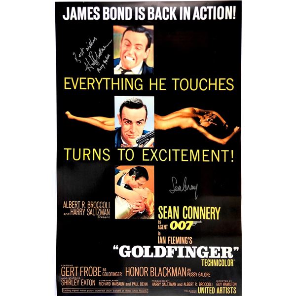 Autograph Signed James Bond 007 Goldfinger Poster