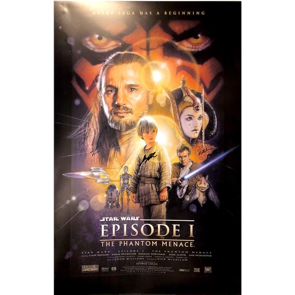 Autograph Signed Star Wars Phantom Menace Poster