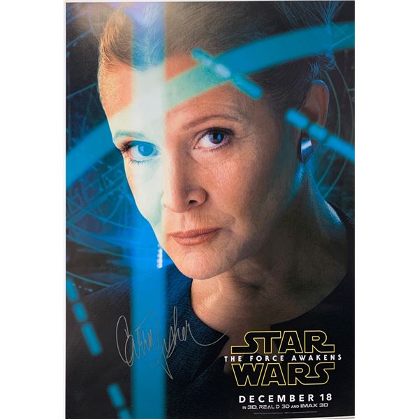 Carrie Fisher Autograph Signed Star Wars Force Awaken Poster