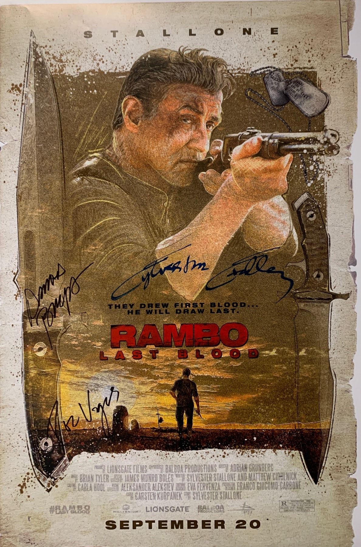 Autograph Signed Rambo Last Blood Poster