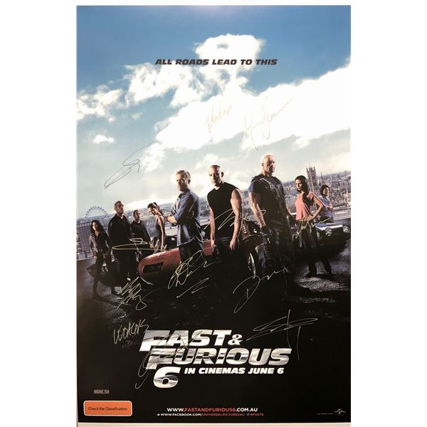 Signed Fast and Furious 6 Poster Paul Walker Vin Diesel