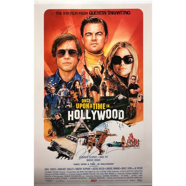 Once Upon a time in Hollywood Brad Pitt Margot Robbie Poster Autographed Signed