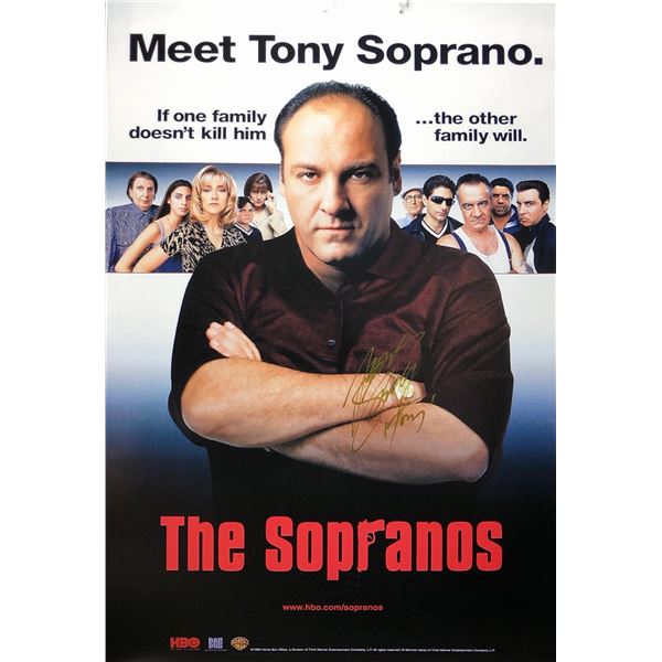 Sopranos Poster James Gandolfini Lorraine Bracco Autographed Signed