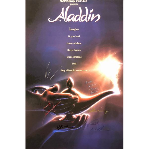 Disney Aladdin Poster Robin Williams Linda Larkin Autographed Signed