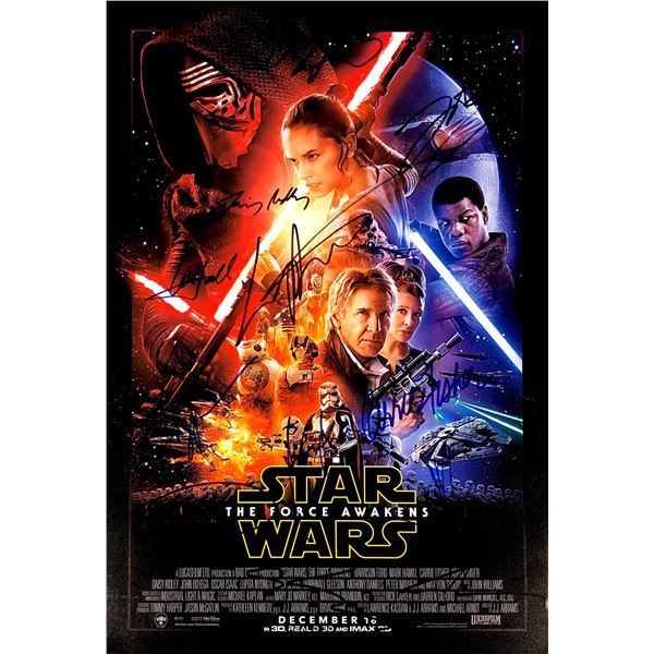 Adam Driver Harrison Ford Autograph Signed Star Wars Poster