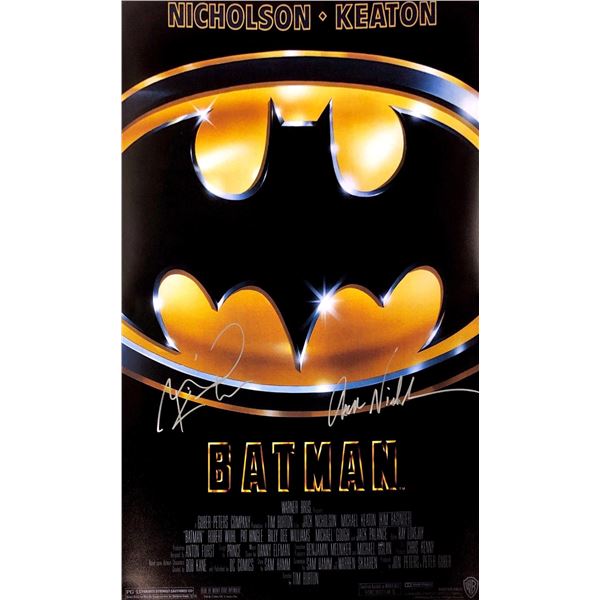 Michael Keaton Jack Nicholson Autograph Signed Batman Poster