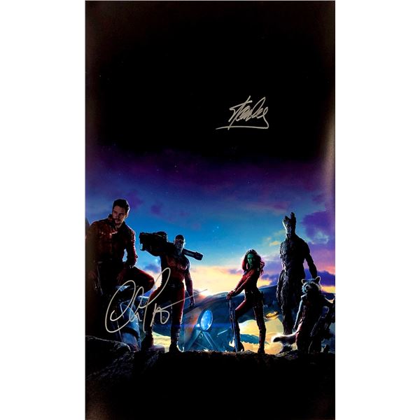 Stan Lee Chris Pratt Autograph Signed Guardians of the Galaxy Poster