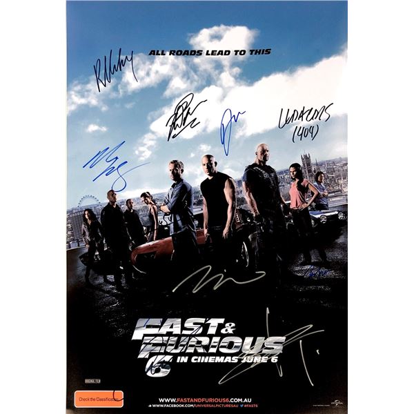 Paul Walker Vin Diesel Autograph Signed Fast Furious 6 Poster