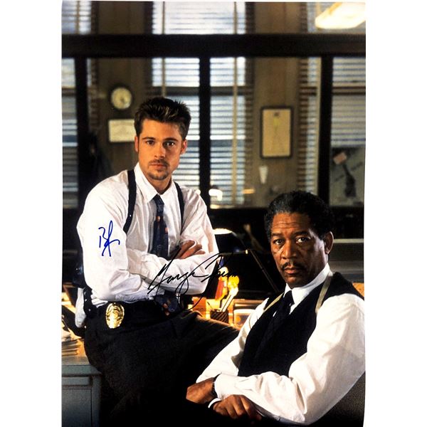 Morgan Freeman Brad Pitt Autograph Signed Seven Poster
