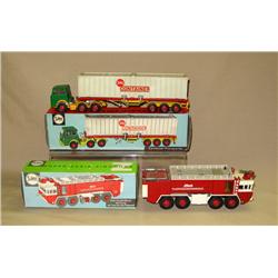 (2) Siku Foreign Toy Trucks--Container Truck & Fire truck