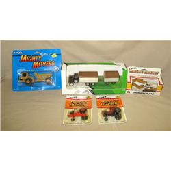 (5) 1/64th Toys--JD Truck w/ Pup, IH Construction, & others