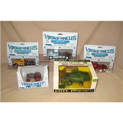 (5) Vintage Trucks & 1/50th scale Combine